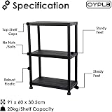 Oypla 3 Tier Black Plastic Heavy Duty Shelving Racking Storage Unit view 4