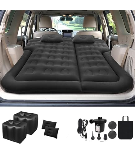 VEVOR Matelas Gonflable Pour Voiture, Lit Gonflable Floque Pour Siege Arriere Matelas De Couchage Portable Et Durable Avec Pompe A Air 2 Oreillers Embout Sac De Transport Pour Suv Mpv Noir 88727044