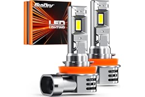 GloDrv [2025 Upgrade] H 11 Led Bulbs [Latest & Brightest] 40000lm 800% Brighter 1:1 Mini Size Design With 6000k Cool White，Direct Installation Fog Light Bulbs Plug and Play, Pack of 2
