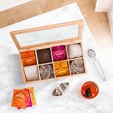 woodluv Tea Box 8 Section Tea Caddy with Clear Acrylic Lid</n> view 3