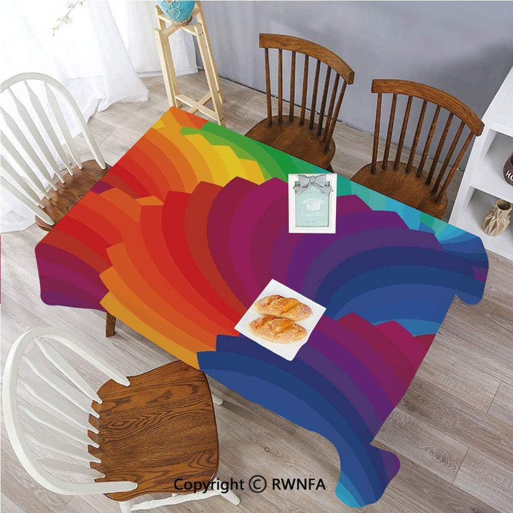 55x86 inch Polyester Tablecloth for Oblong Table Gradient Dash Sea Shell Inspired Wavy Dimension Palette Stripes Artisan Family Gatherings,Parties,Wedding Dinner Kitchen Table,Multi
