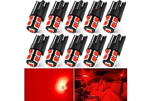 LEDYOTRY LEDYOYRY 194 LED Light Bulbs 400 Lumens Red Super Bright 2835 Chipsets W5W 168 2825 T10 Car Interior Light Bulb for Car Dome Map License Plate Lights, Side marker lights, Pack of 10