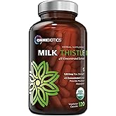 OmniBiotics Organic Milk Thistle Supplement 1500mg – 4X Concentrated Extract with Silymarin – High Potency Liver Detox & Support – 120 Vegan Capsules