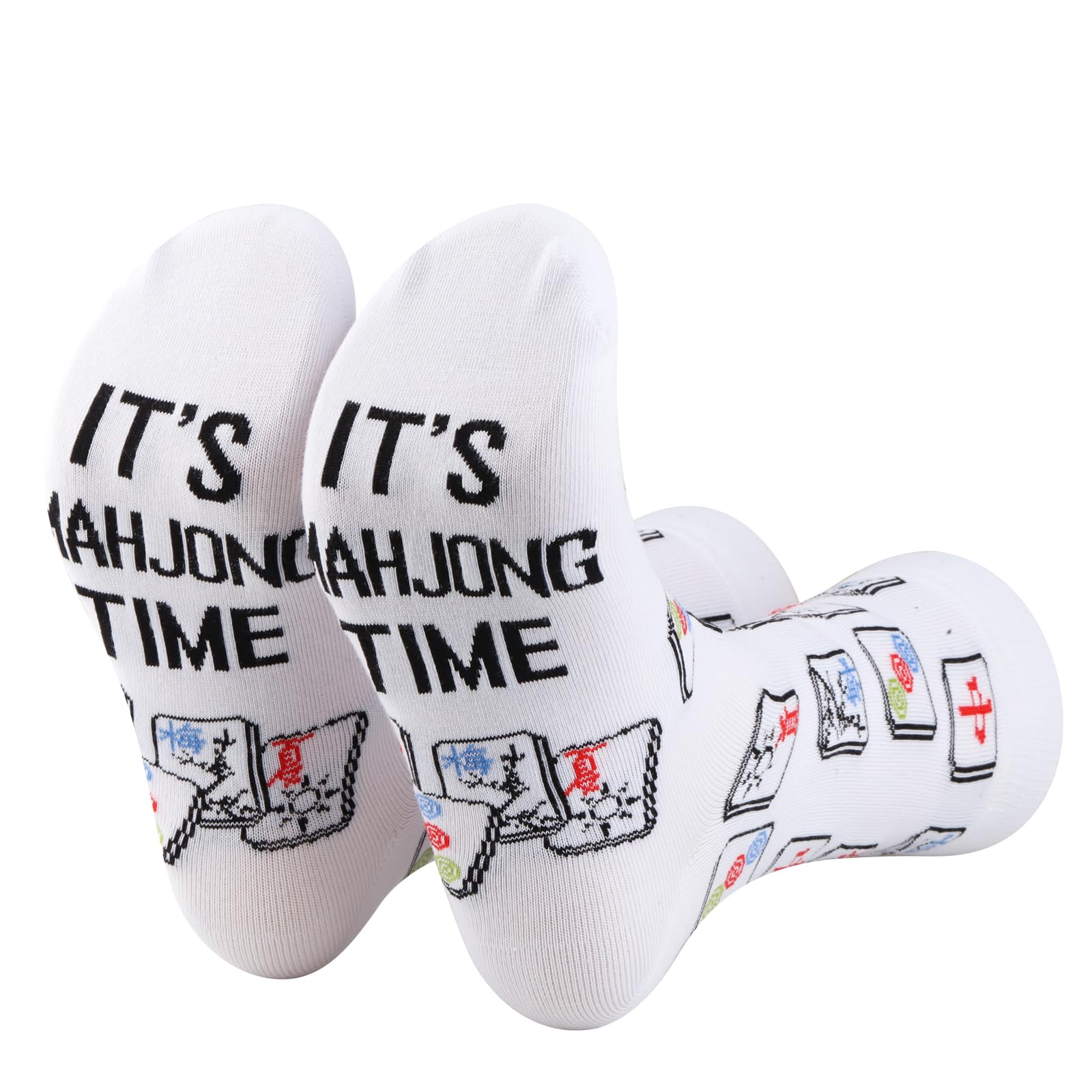 PLITI Mahjong Socks Mahjong Lover Gift Mahjong Fan Gift Mahjong Player Gift It's Mahjong Time Mahjong Game Gift (Cotton, Mahjong time SocksU)
