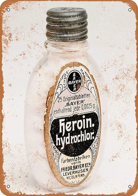 Yasmine Hancock Bayer Heroin Hydrochloride Metal Plaque Tin Logo Poster Wall Art Cafe Club Bar Home Decor Amazon De Kuche Haushalt