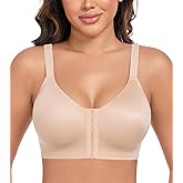 DotVol Women's Wireless Front Closure Scalloped Lace Racerback Comfort Everyday Bra