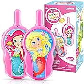 LAEBUILD Walkie Talkies for Kids, Toys for 3 4 5 6 7 Year Old Girls Boys, Long Range Walkie Talkies for Toddlers, Mini Pink Cute Mermaid Christmas Birthday Easter Gifts Indoor Outside Games (2 Pack)