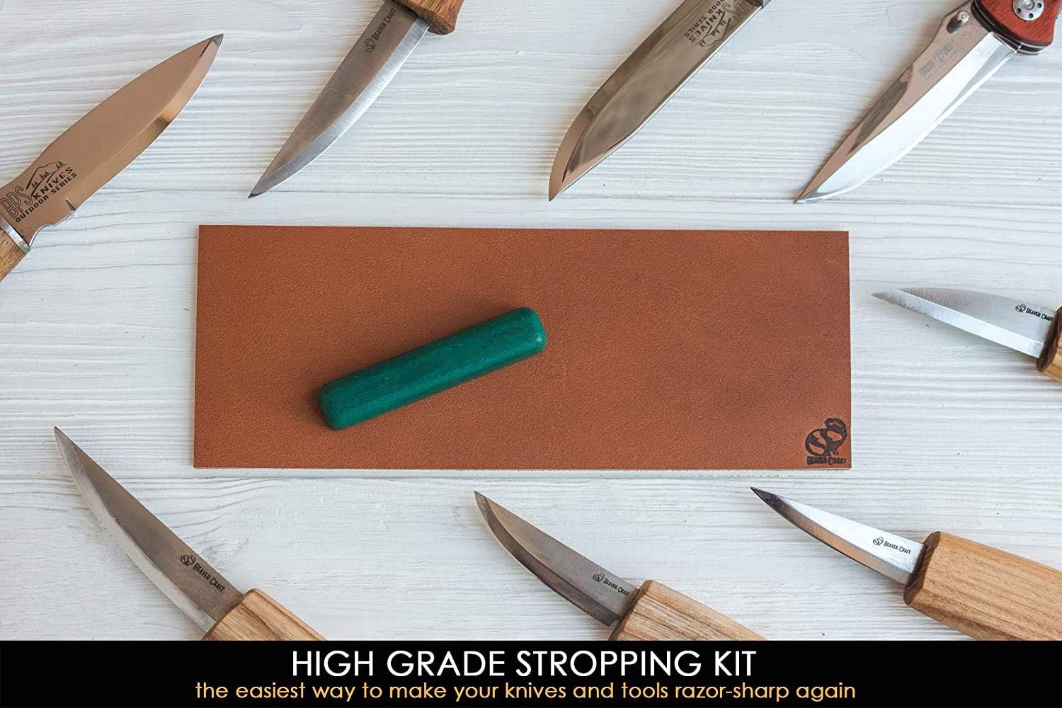 BeaverCraft LS2P1 Leather Strop Honing Sharpening Strop Knives Chisel Tools 3" x 8" Double-Sided Stropping Leather Polishing Compound Vegetable Tanned Leather Stropping Polishing Carving Gouges: Kitchen & Dining