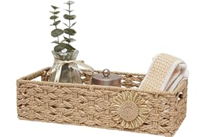 DUOER Toilet Paper Basket for Tank Top Bathroom Baskets for Organizing Bathroom Tray for Counter Storage Basket for Bathroom Organizer-Beige