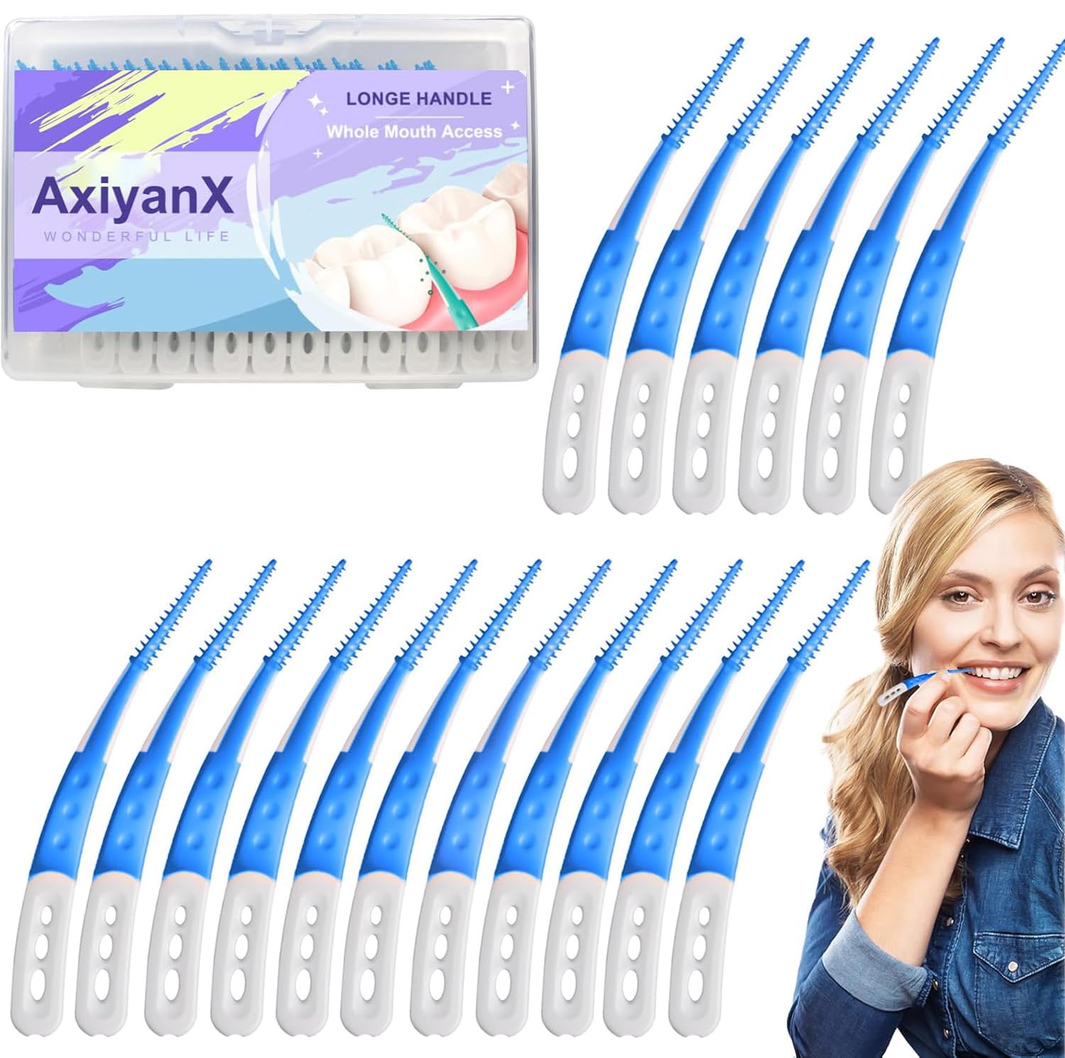 Photo 1 of AxiyanX 84PCS Portable Dental Floss Picks,Soft Silica toothpicks,flossers for Adults Teeth Cleaning Tools,interdental Brushes Between Teeth,Disposable Dental Picks