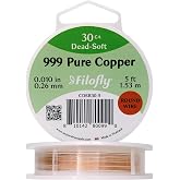 Filofly Pure Copper Wire, 30 Gauge, Dead Soft, Round, 5 Feet | Pure Copper Wire for Jewelry Making, Wire Wrapping, Round, Pure Copper, 30 Gauge (0.25mm), High Quality, Made in Thailand