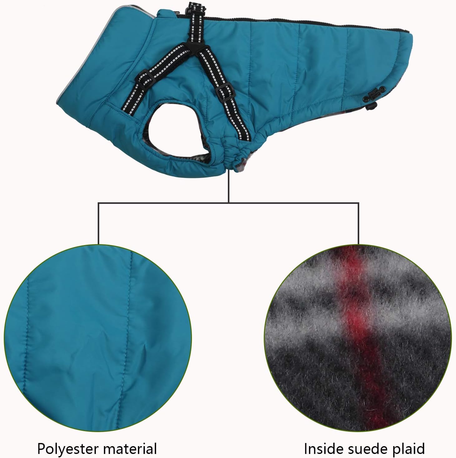 Warm Pet Dog Coats and Jackets for Dogs,Waterproof Reflective Pet Dog Harness Vest Winter Dogs Clothes with Chest Strap for Outdoor Walking-Blue-XS - Image 4