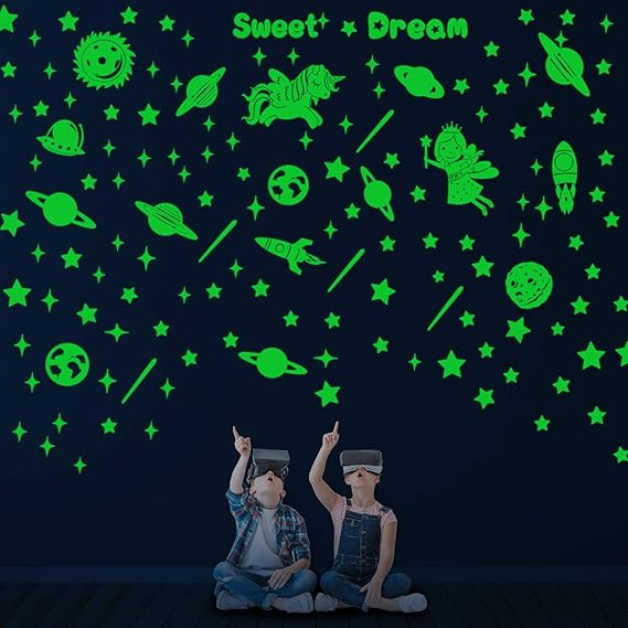 262 pegatinas de pared con estrellas brillantes en la oscuridad, luna y