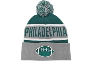 Miodoem City Beanie Knit Hat with Pom Winter Cuffed Cap Sport Fans Gift for Men Women