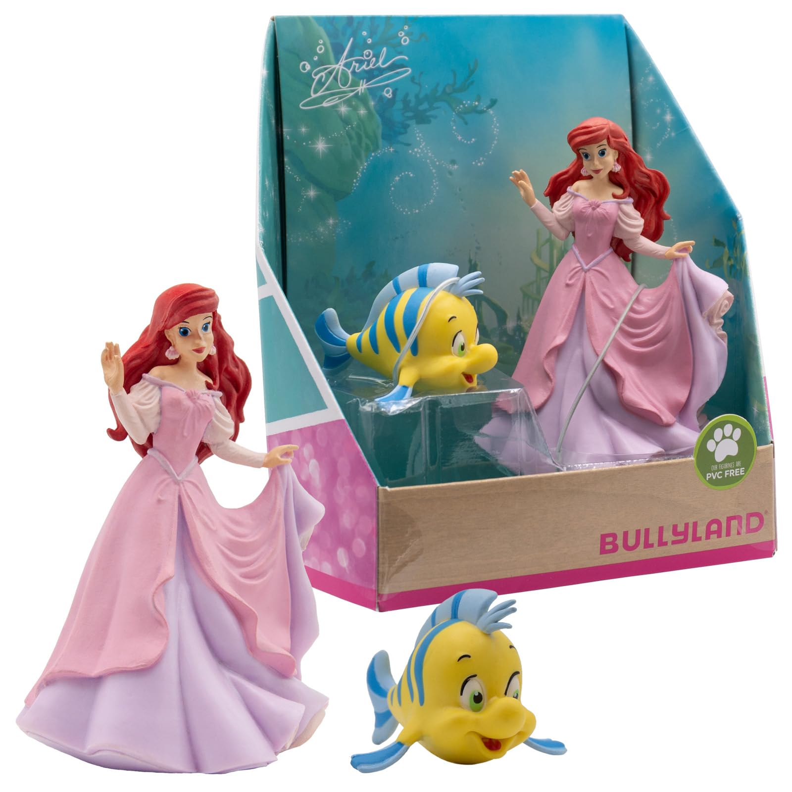 Bullyland 13437 Toy Set Walt Disney Ariel Ariel and Fabius, lovingly hand-painted figures, PVC-, great gift for boys and girls for imaginative play
