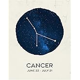 12 Zodiac Signs Wall Art Print, Astrology Decor for Home, Bedroom, Living Room, Office, 11x14 Unframed Poster Print, Cancer Horoscope Constellation Design, Celestial and Mystic Aesthetic Gift