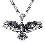 KIRTIJW Crow Necklace for Men Stainless Steel