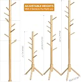 YMYNY Wooden Coat Rack Stand 8 Hooks Hall Tree Adjustable 40x181cm view 8