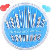 Eketirry Premium Hand Sewing Needles，1 Pack 30-Count Assorted Needles for Sewing Repair, 6 Different Sizes Sewing Needles with 2 Threaders (Blue, 1)