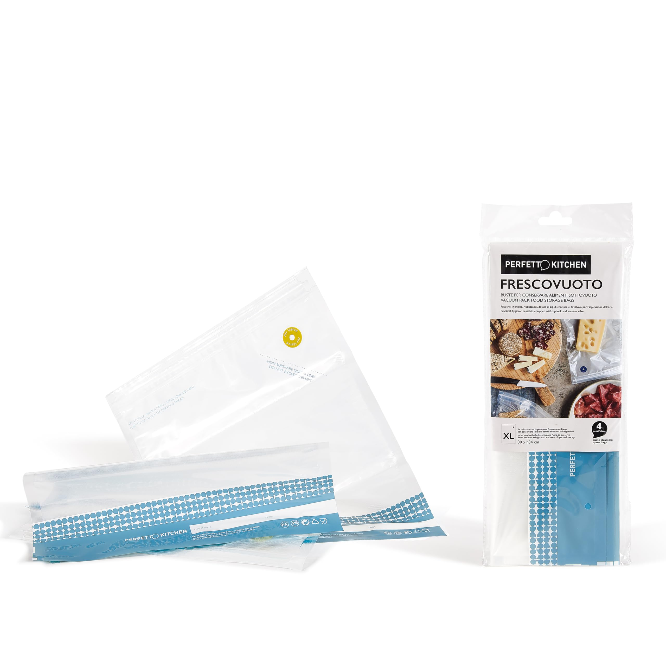 Perfetto Frigo Vacuum Bag Fresh Empty Dimension-, Size- 30 x 34 Cm.- Extra Large - Conf. 4 Piece