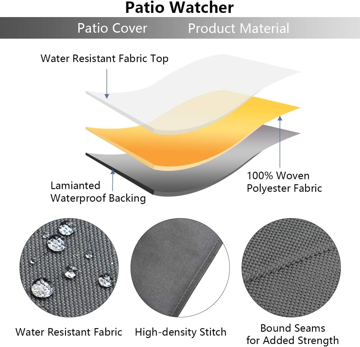 Patio Watcher 4 High Back Patio Chair Cover, Durable and Waterproof Outdoor Furniture Chair Cover, Grey : Garden & Outdoor
