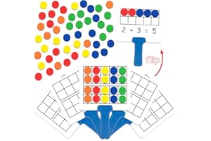 Kasfalci Magnetic Ten-Frame Set,Math Manipulative Games for Kids Toddlers,5 Dry Erase Paddles & 150 Math Counters,Addition & 
