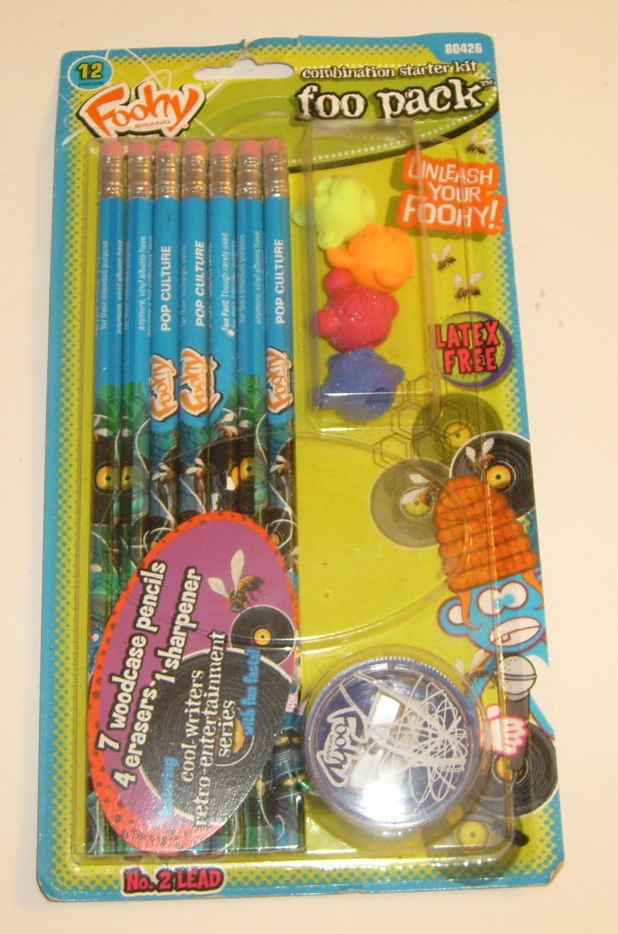 Amazon Com Foohy Foo Pack W Pencils And Monkeyhead Erasers Pencil Top Erasers Office Products