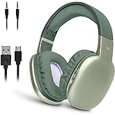 iJoy Ultra Wireless Over-Ear Bluetooth Headphones with Mic, Up to 10 Hours Playtime, Bluetooth Headset 33Ft Range with Backup AUX Cable & SD Slot, Wireless Headphones for Gaming, Work & Gym (Green)