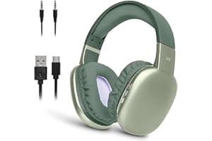 iJoy Ultra Wireless Headphones with Microphone- Rechargeable Over Ear Wireless Bluetooth Headphones with 10Hr Playtime, SD Slot, Backup Wire- Soft Cushion Wireless Headset with Mic (Green)