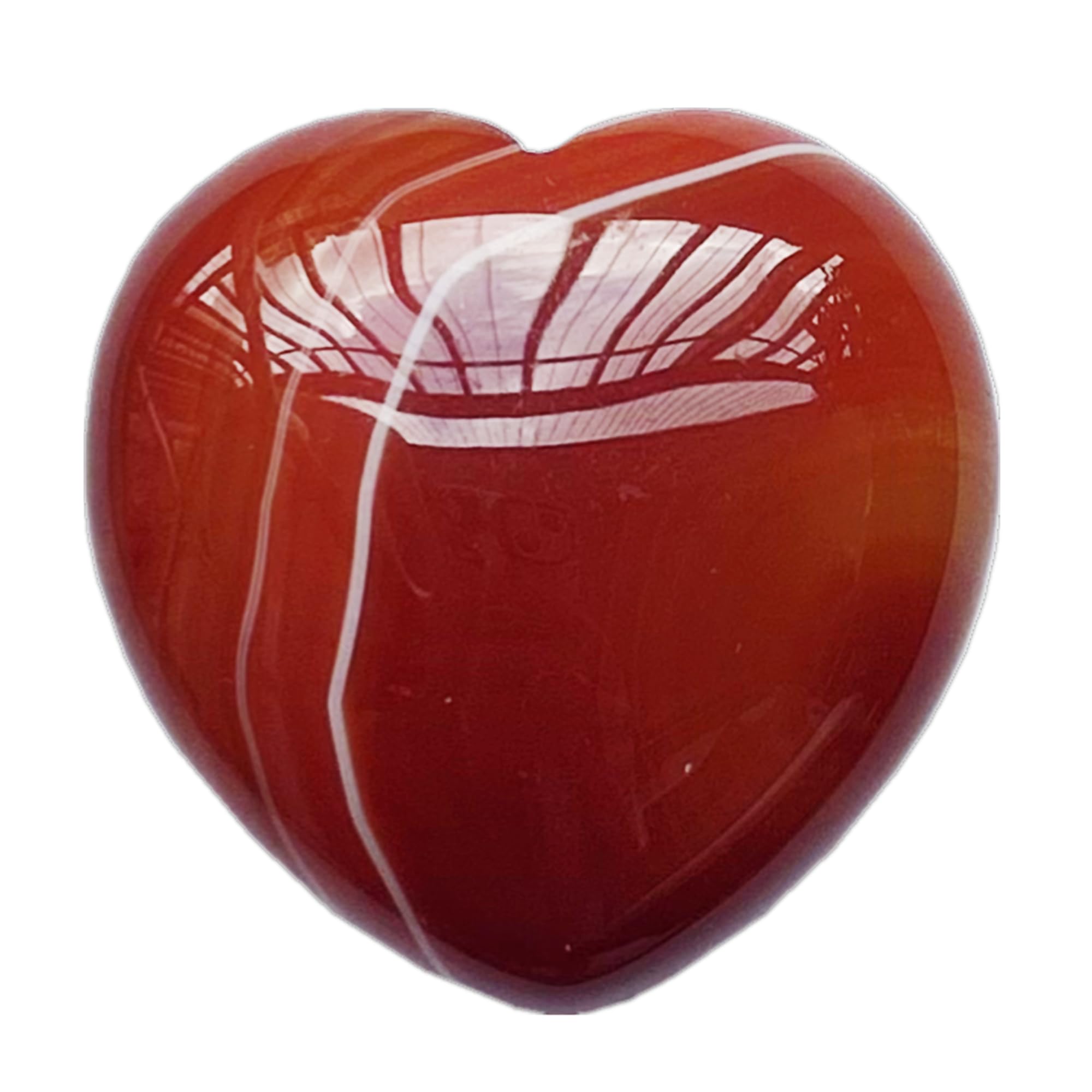 Manekieko Natural Carnelian Palm Worry Carved Heart Love Stone,40mm Crystals and Healing Stones