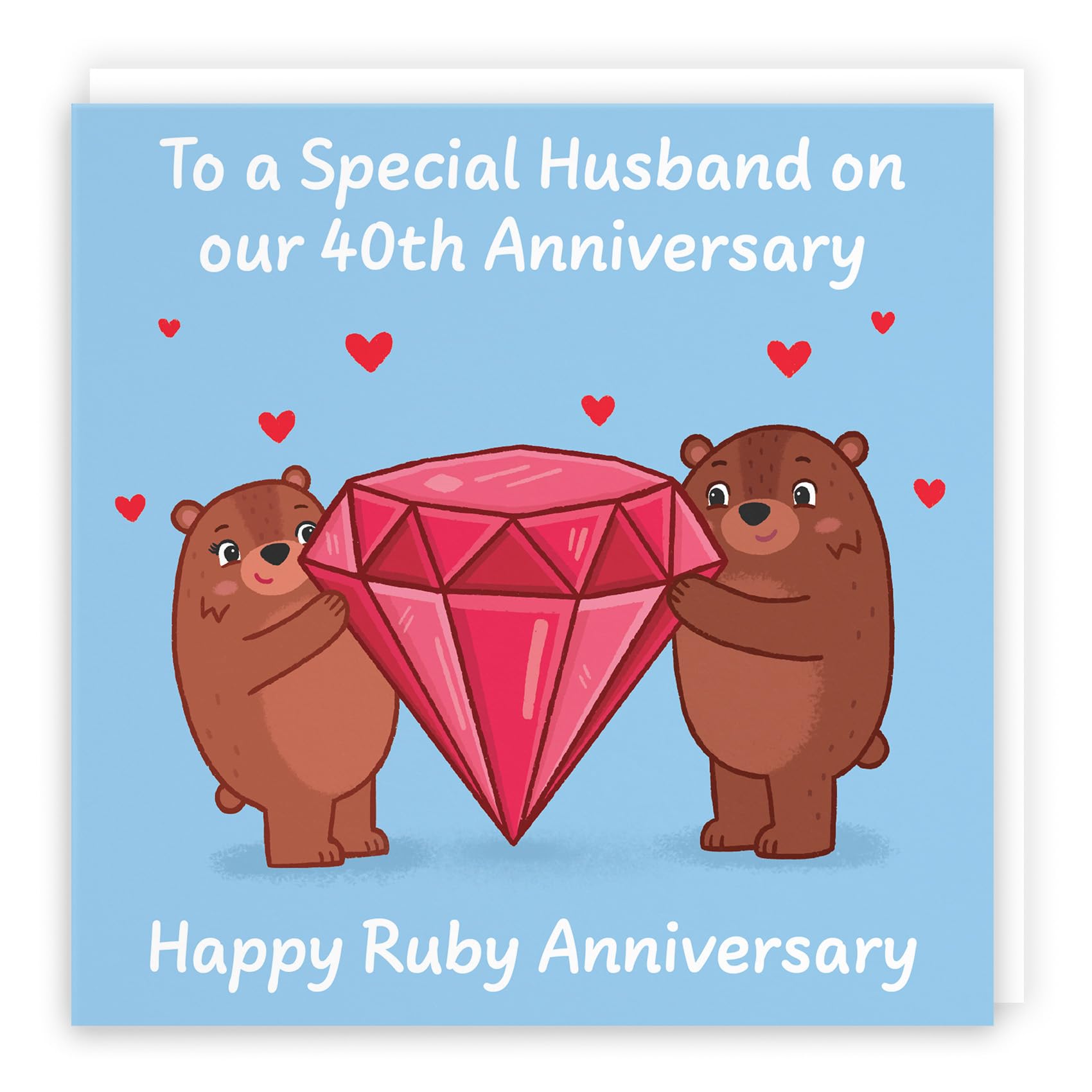 Hunts England - Husband 40th Anniversary Card - Ruby Anniversary - 40 Years - Cute Fun Bears Card - Love Story Collection