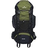Teton 55L Scout Internal Frame Backpack for Hiking, Camping, Backpacking, Travel, Rain Cover Included, Olive