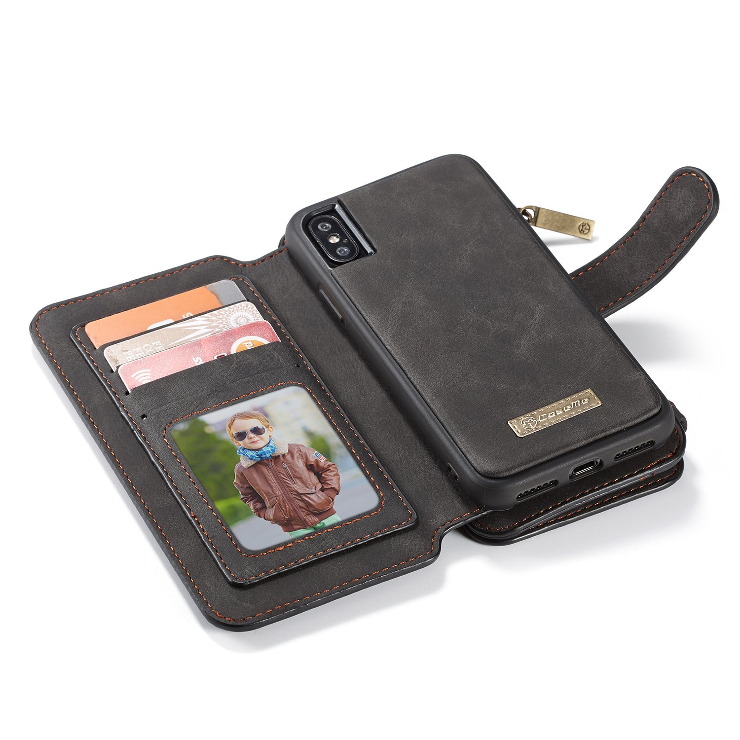 iPhone X Case Combo - Yamoo iPhone X Genuine Leather Wallet Case with Detachable Magnetic Hard Case, Card Holder (Black), iPhone X 3D Full Coverage HD Clear 9H Tempered Glass Screen Protector