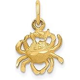 10k Yellow Gold Crab Pendant Necklace for Women or Unisex Wear, Cancer Zodiac Symbol Charm with Detailed Astrology Design, Astrology Necklace Jewelry for Birth Sign Cancer Zodiac Lovers 20 mm x 10 mm