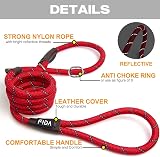 Fida Slip Lead for Dogs 1.8m Slip-On Rope Leash Reflective Red S view 2
