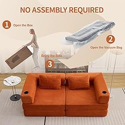 78" W Loveseat Sofa, 4 in 1 Convertible Floor Sofa