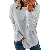 Smile Fish Women's Crewneck Sweatshirt Long Sleeve Side Split Tunic Tops Relaxed Fit Fall Shirts