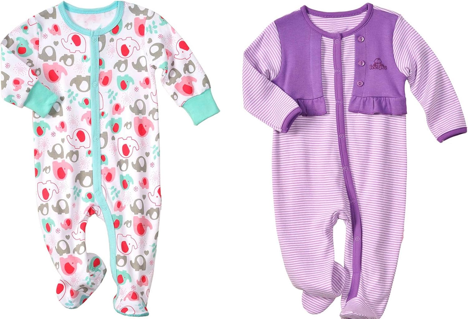 LJ BabyGirls Footie Pajama Two Pack 36 Months Clothing