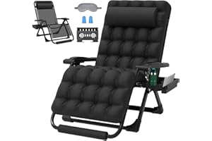 ZENPETIO Oversized Zero Gravity Chair, 33In XXL Zero Gravity Recliner Lounge Chair, Anti Gravity Chair for Indoor and Outdoor, Reclining Camping Chair for Lawn and Patio w/Cushion and Footrest, 500LBS