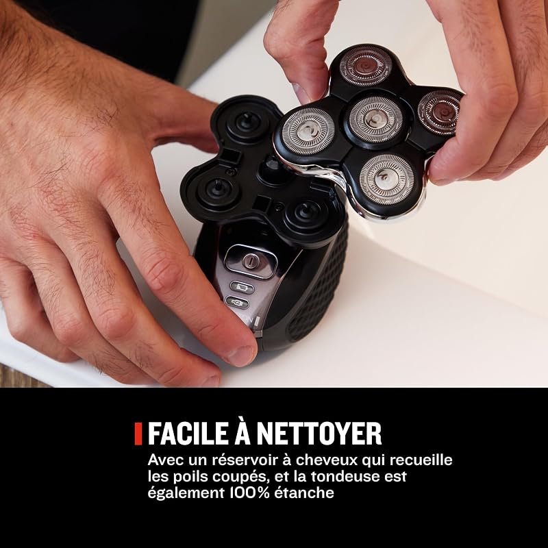 Rasoir électrique [Spécial Tête rasée/chauve] RX5 Ultimate (Ultra Rapide & Facile, 5 têtes rotatives flexibles, Résultat Précis, Utilisation sans Fil 50min,Wet&Dry) Tondeuse XR1501