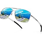 Peekaco Aviator Sunglasses for Men Women, UV Protection Ultra Lightweight Rectangular Polarized Sunglasses