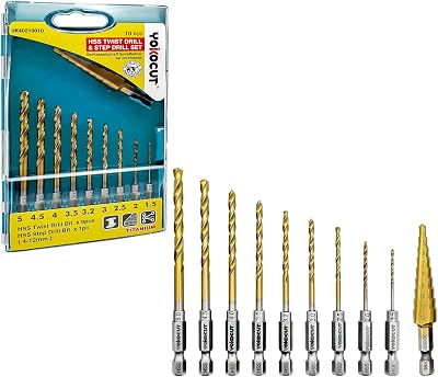 YOKOCUT HSS Hex Shank Drill Bit Set Titanium 1.5-5mm Quick Change + Step Bit