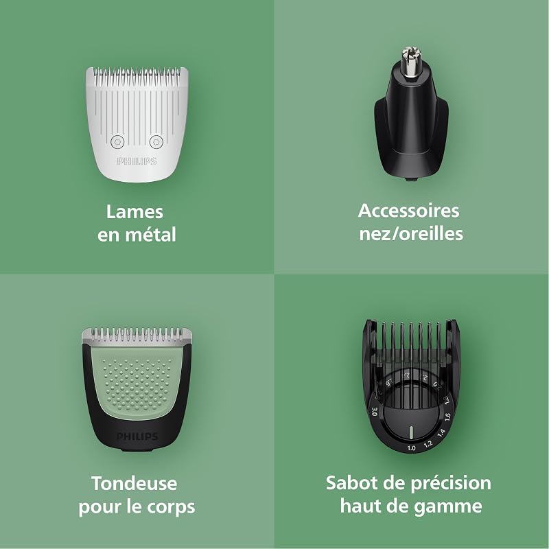 Multigroom série 9000 Tondeuse tout-en-un 19 accessoires + rasoir OneBlade pour hommes – ensemble tondeuse/rasoir pour barbe, cheveux et corps, 27 hauteurs de coupe (0,2-20 mm), MG9556/15