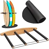 Hang 11 Vertical Surfboard Rack - Surf Racks for Wall, Sustainable Hardwood Surf Board Holder with Rubber Mat, Surfboard Wall Mount, Paddle Board & SUP Garage Storage (4 arms / 3-4 boards)