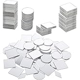 Bruislard 150 Pcs Small Mirrors for Crafts 3 Shapes Self-Adhesive Craft Mirrors Rhombus Rounds Squares DIY Mirror Mosaic Tiles for Crafts Supplies