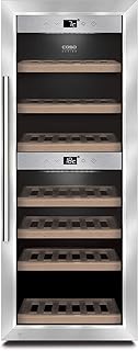 CASO WineComfort 38 | Weinkühlschrank für 38 Flaschen | 2 Zonen auf 5-20°C einstellbar, Touch, LED beleuchtet freistehend, UV-Filterglas, Edelstahl