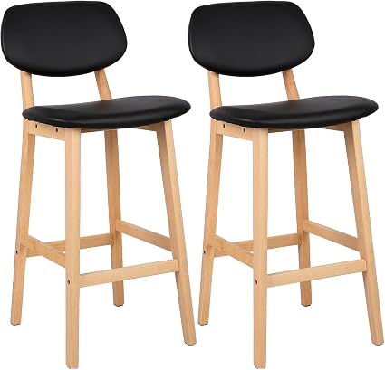 WOLTU BH64dgr-2 Sgabello da Bar con Schienale Poggiapiedi Sedie da Pranzo  Imbottita Sedia Alta per Ristorante Cucina Legno+Tessuto di Lino in Stile  retrò Grigio Scuro 2 Pezzi Sgabelli da bar Arredo bar