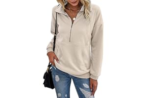 RANPHEE Womens Long Sleeve Tops Lapel Zipper Casual Sweatshirt Loose Pullover Shirts Activewear Running Jacket