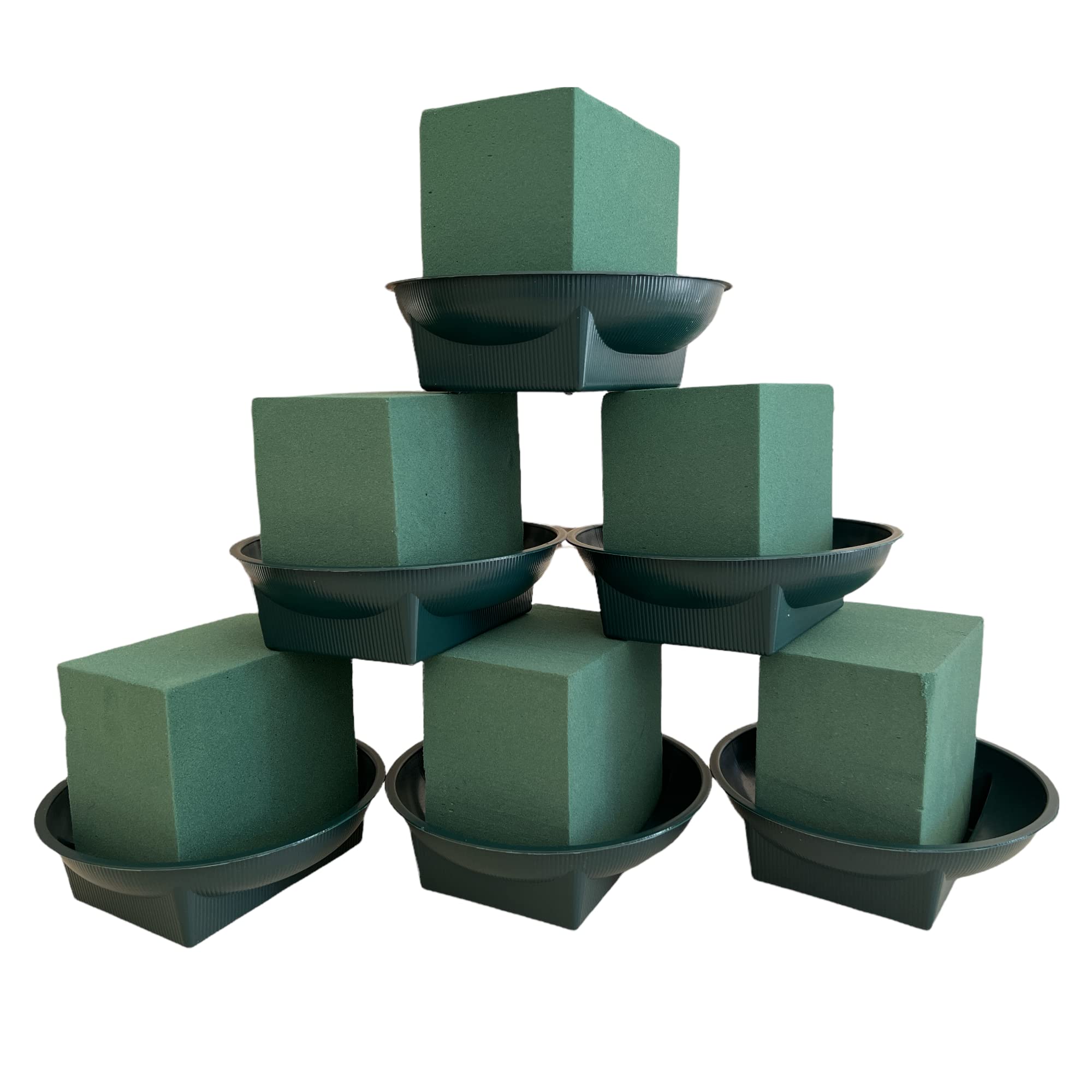 Silk Flower Warehouse 6 x Wet Cube Floral Foam Flower Blocks with Water Trays – Foam Blocks for Weddings & Florist Floral Arrangements - Perfect for Fresh Flowers and DIY Craft Supplies