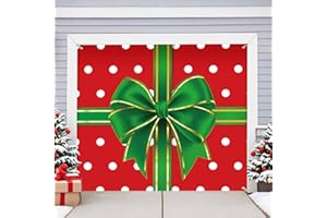 BlissfulTie Christmas Garage Door Cover 7x8FT: Single Garage Bow Gift Box Christmas Decorations with Bar Magnets & Ropes, Holiday Garage Door Banner Decorative Xmas with Installation Instructions